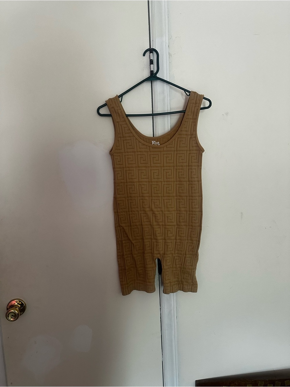 Textured Brown Scoop-Neck Bodysuit Romper